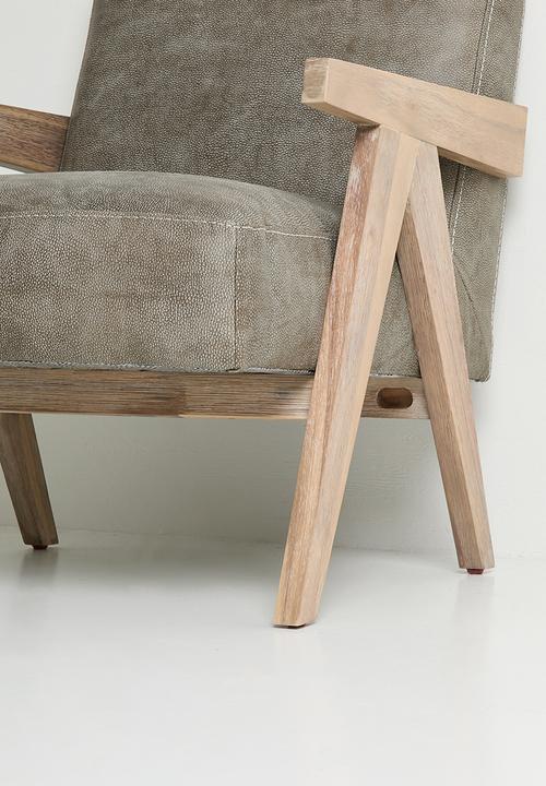 Sixth Floor - Corby genuine  leather occasional chair - graphite