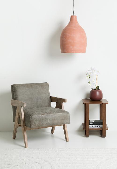 Sixth Floor - Corby genuine  leather occasional chair - graphite