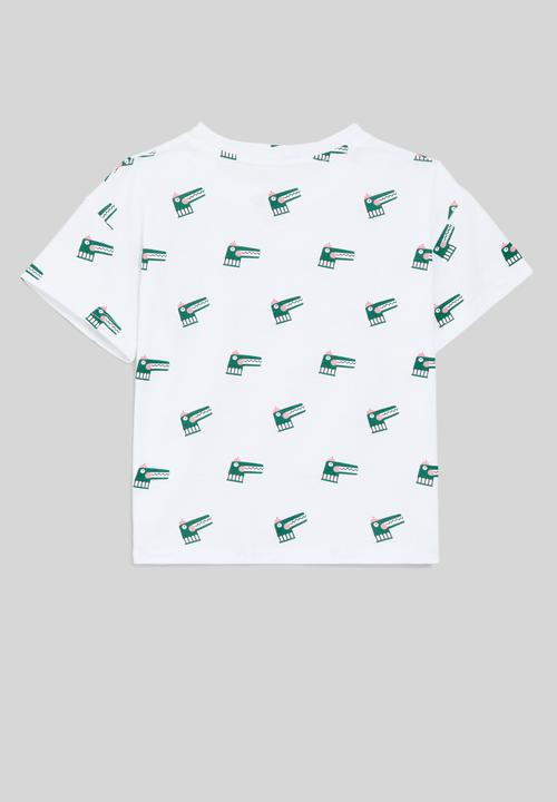 Pop Candy - Printed dino tee - green & white