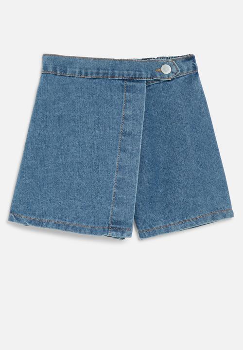 Pop Candy - Denim wrap skort - blue