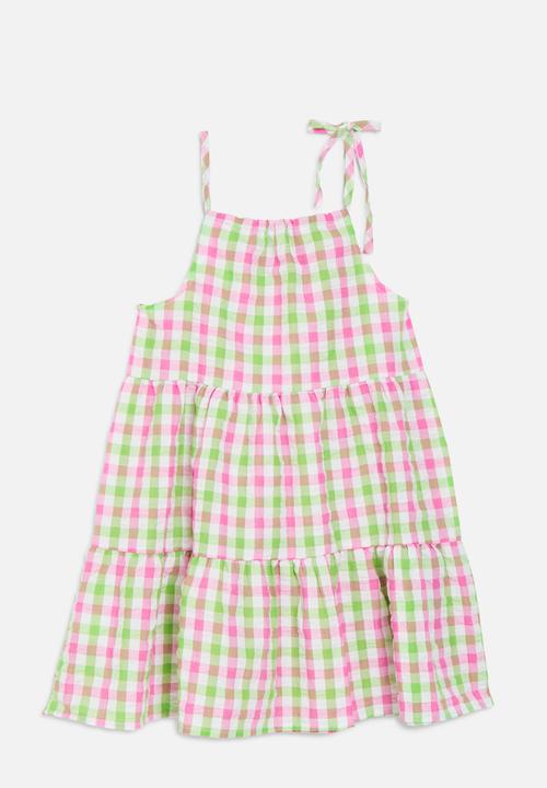 Pop Candy - Tiered check dress - multi