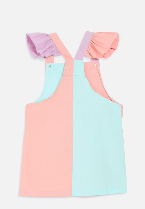 Pop Candy - Colour block pinafore dress - multi