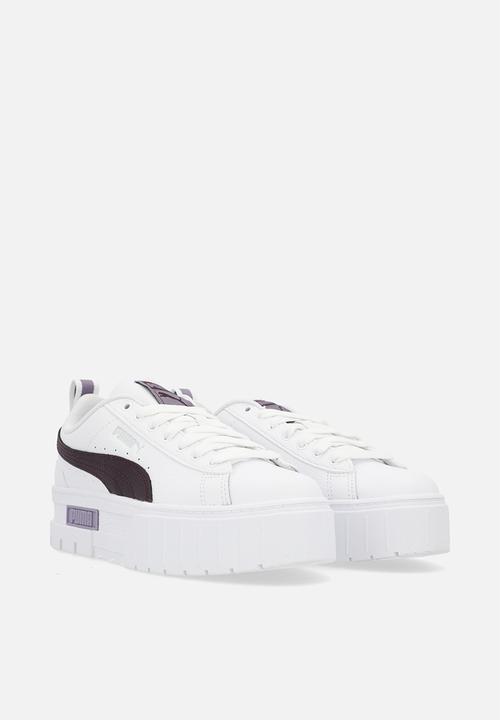 PUMA - Mayze Lth Jr - Puma White-Midnight Plum