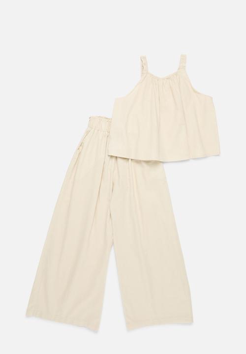 Pop Candy - Sleeveless top & pants set - beige