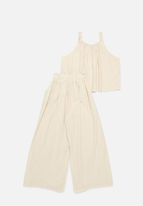 Pop Candy - Sleeveless top & pants set - beige