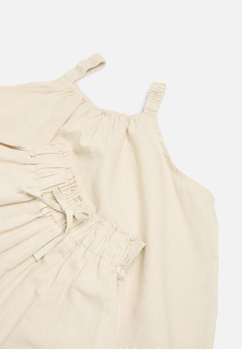 Pop Candy - Sleeveless top & pants set - beige