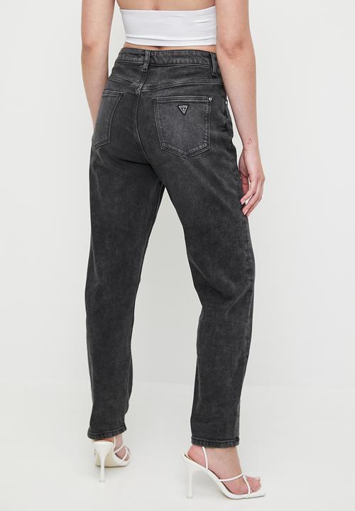 GUESS - High Rise Mom Jean - Charcoal Grey Wash