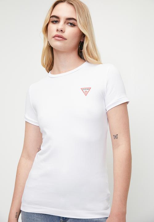 GUESS - Short sleeve Cn Mini Triangle Tee - Pure White