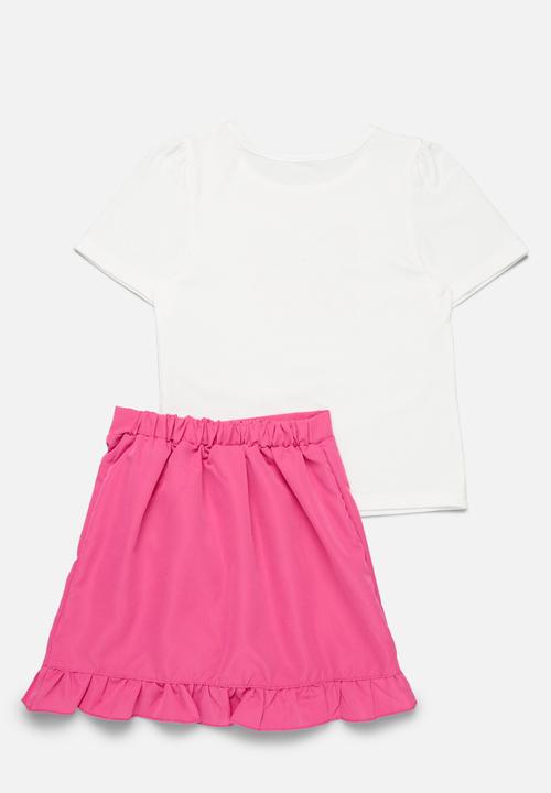 Pop Candy - Tee & skirt set - pink & white