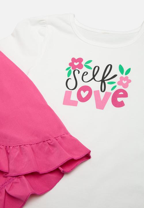 Pop Candy - Tee & skirt set - pink & white