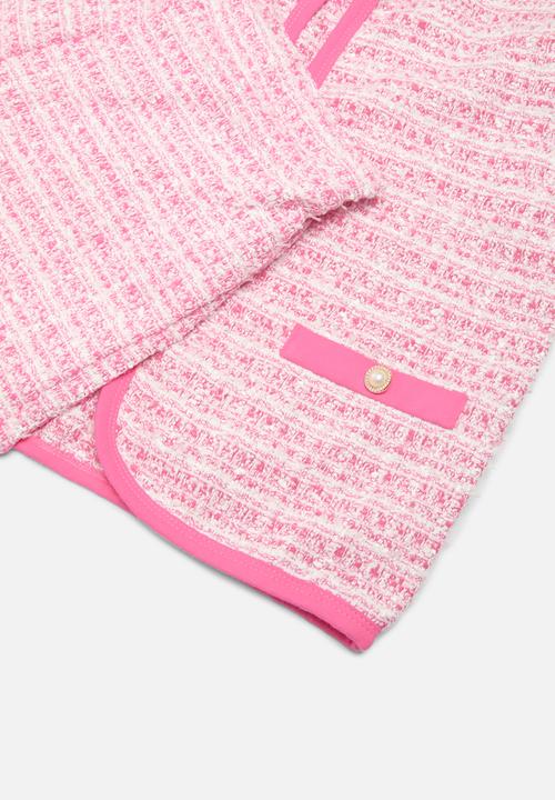 Pop Candy - Faux tweed jacket and short set-pink
