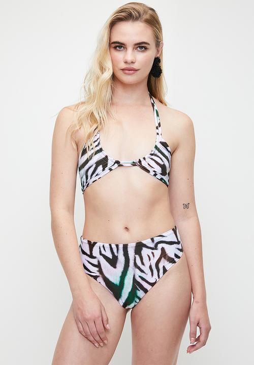 GUESS - Multifunction Triangle Bikini Top - Zebra Small Print