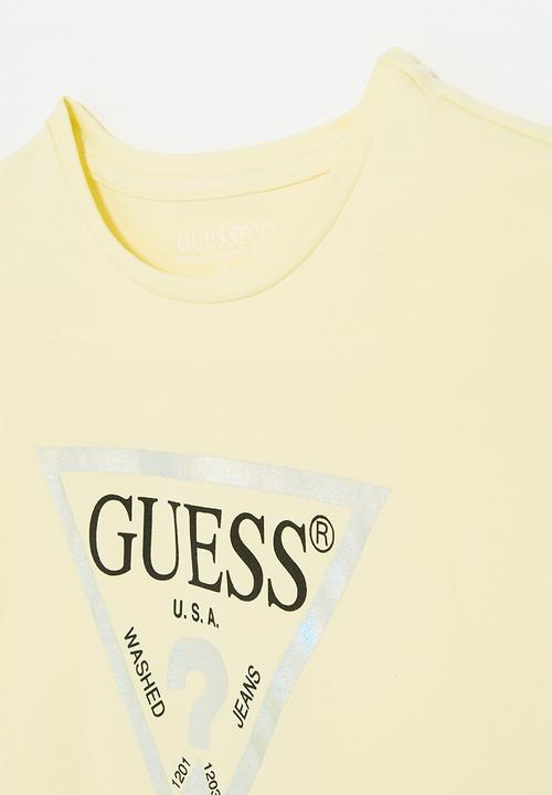 GUESS - Cropped short sleeve T-shirt core - cornsilk
