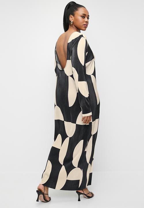 Superbalist - Plisse midi dress - cream & black 