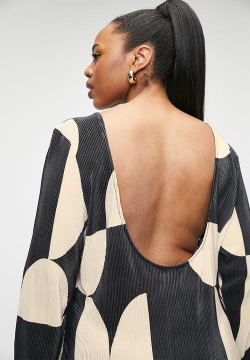 Superbalist - Plisse midi dress - cream & black 