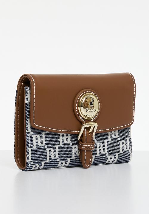 POLO - Premier compact purse - blue & brown