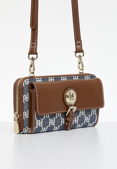 POLO - Premier phone sling - blue & brown