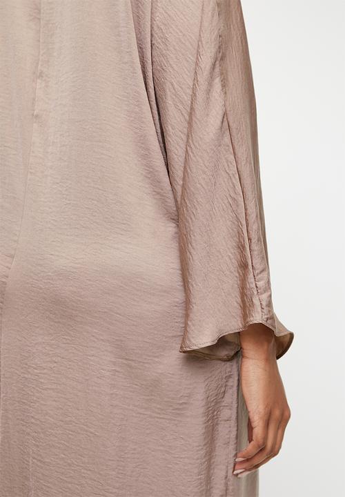VELVET - Plus satin knot front midi dress - taupe