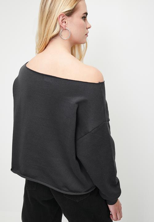 Blake - Off the shoulder printed sweatshirt - grey