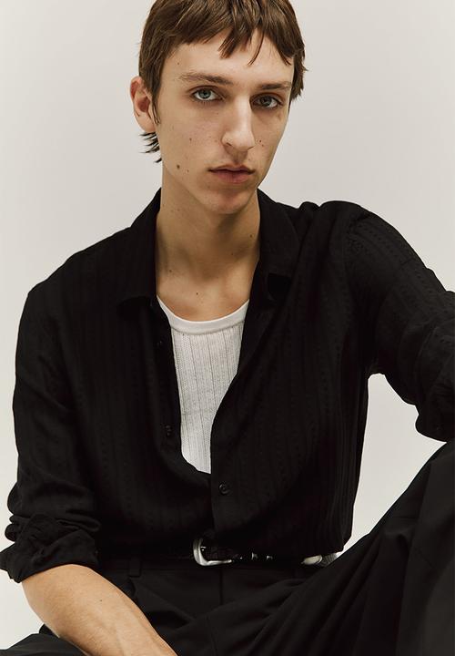 H&M - Regular fit textured shirt - black