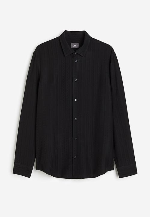 H&M - Regular fit textured shirt - black