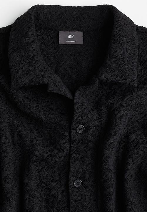 H&M - Regular fit hole-patterned jersey shirt - black