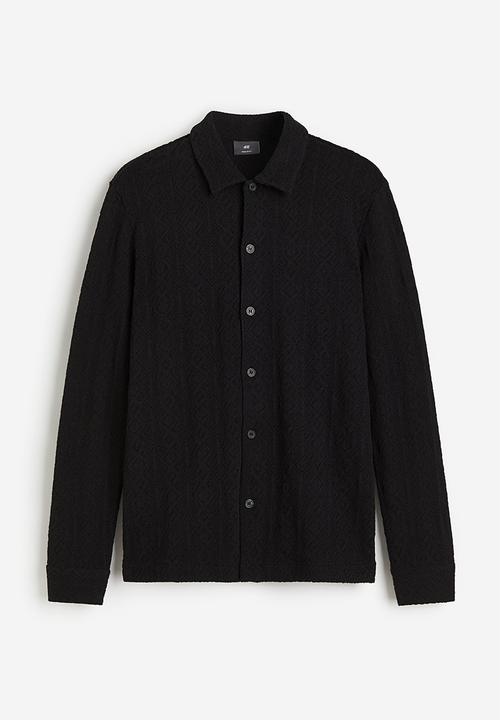 H&M - Regular fit hole-patterned jersey shirt - black