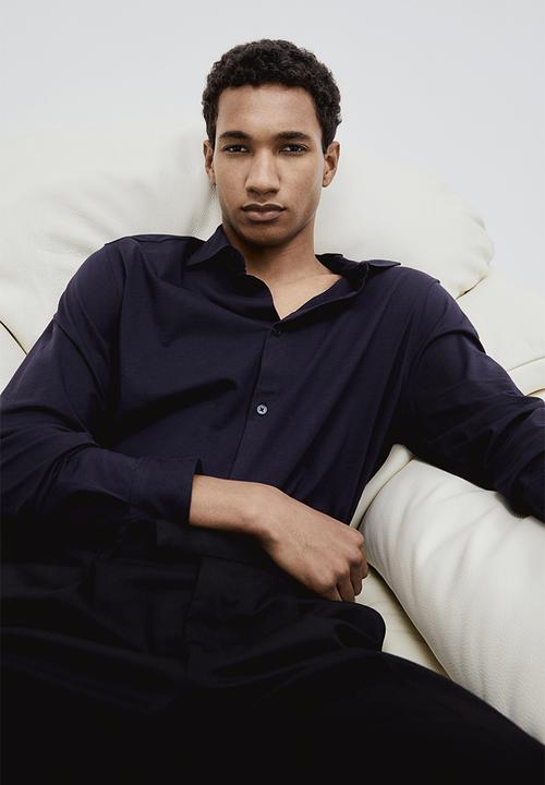 H&M - Slim fit pima cotton shirt - blue