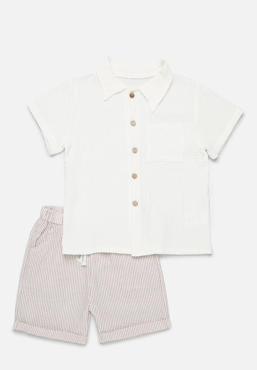 Pop Candy - Shirt and bottom set - beige & white