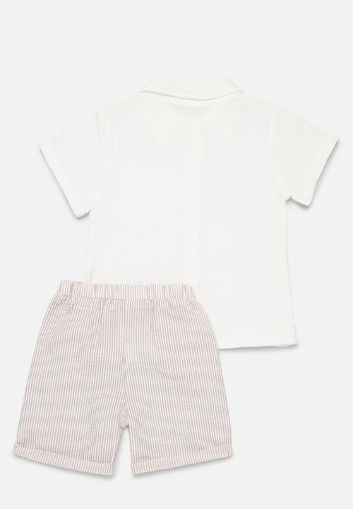 Pop Candy - Shirt and bottom set - beige & white