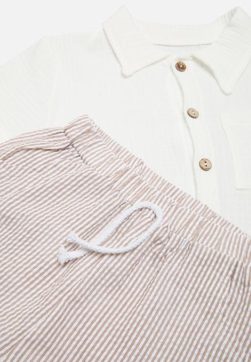 Pop Candy - Shirt and bottom set - beige & white