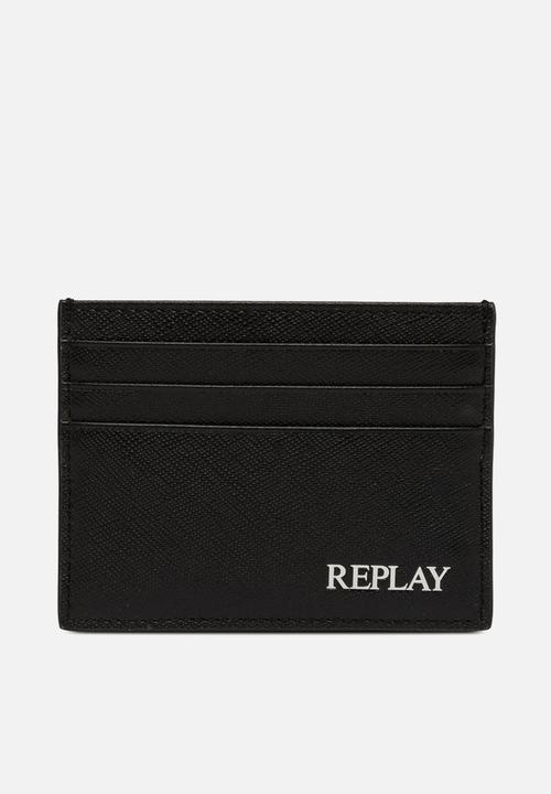 Replay - Cow Leather Wallet + Key Ring - Black