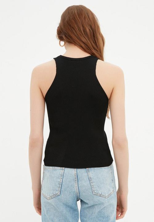 Trendyol - Ribbed knitwear blouse - black