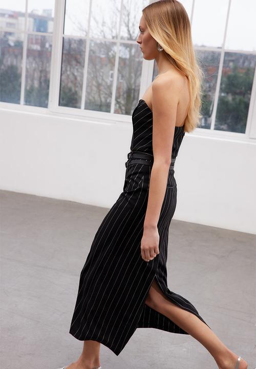 Trendyol - Limited Edition Black Striped Long Belt Skirt - Black