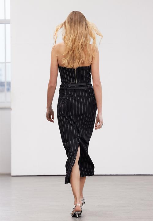 Trendyol - Limited Edition Black Striped Long Belt Skirt - Black