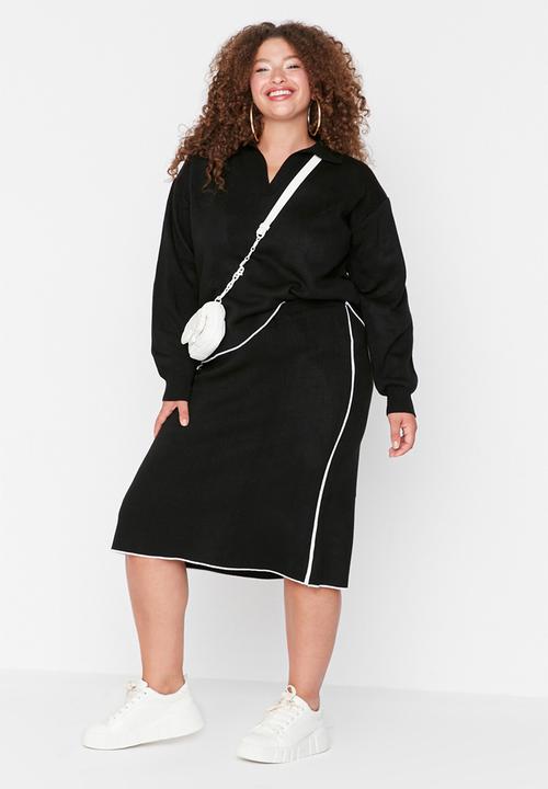 Trendyol - Plus Knitwear Two Piece Set - Black