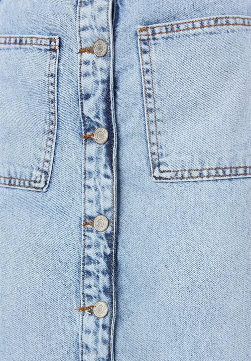 Trendyol - Double Pocket High Waist Denim Jeans Skirt - Light Blue