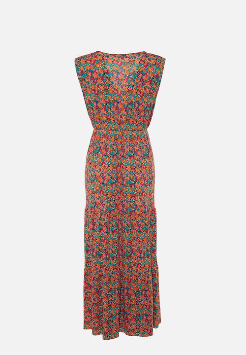 Trendyol - Plus A-line Floral Pattern Knitted Dress - Multi