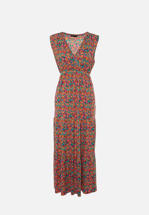 Trendyol - Plus A-line Floral Pattern Knitted Dress - Multi