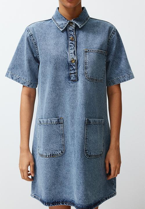 Trendyol - Plain Denim Dress - Blue