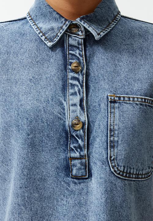 Trendyol - Plain Denim Dress - Blue