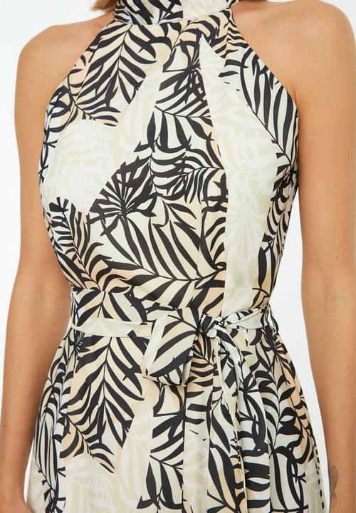 Trendyol - Belted A-line Midi Woven Dress - Camel