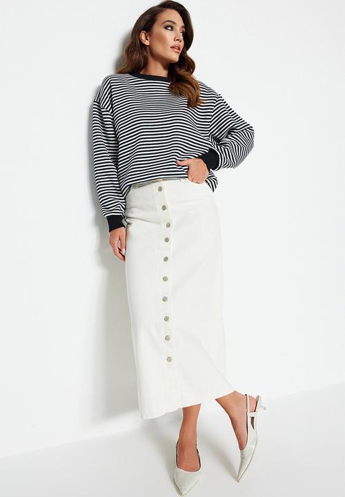 Trendyol - Denim Jeans Skirt With Button Closure - Ecru