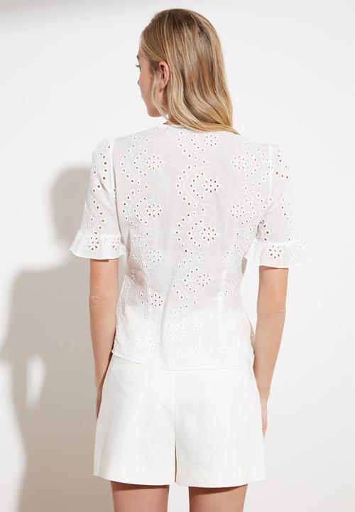 Trendyol - Embroidered Woven Blouse - Ecru