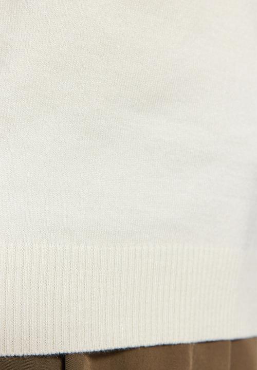 Trendyol - Premium Yarn Special Yarn Basic Knitwear Blouse with Soft Touch - Ecru