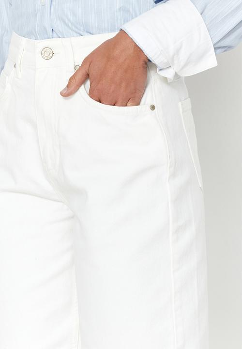 Trendyol - High Waist Denim Shorts & Bermuda - White