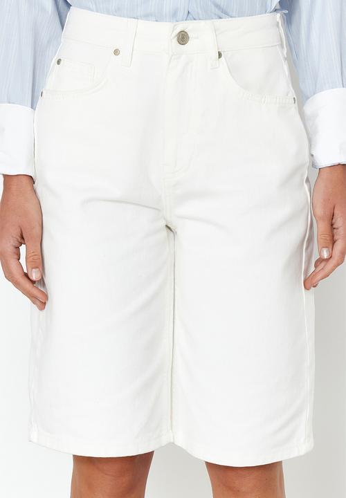 Trendyol - High Waist Denim Shorts & Bermuda - White
