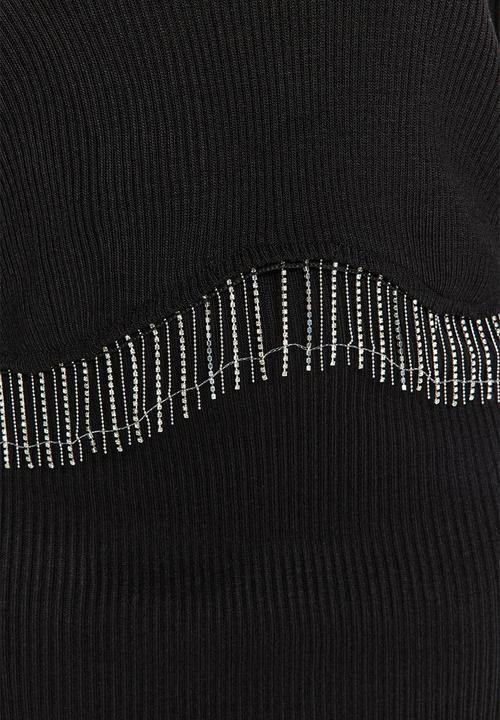 Trendyol - Plus Stone Detailed Knitwear Top and Bottom Set - Black