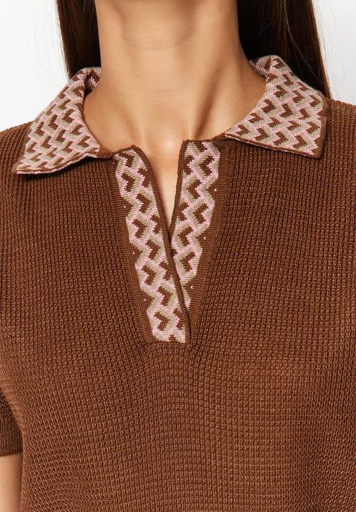 Trendyol - Polo Neck Knitwear Blouse - Mink
