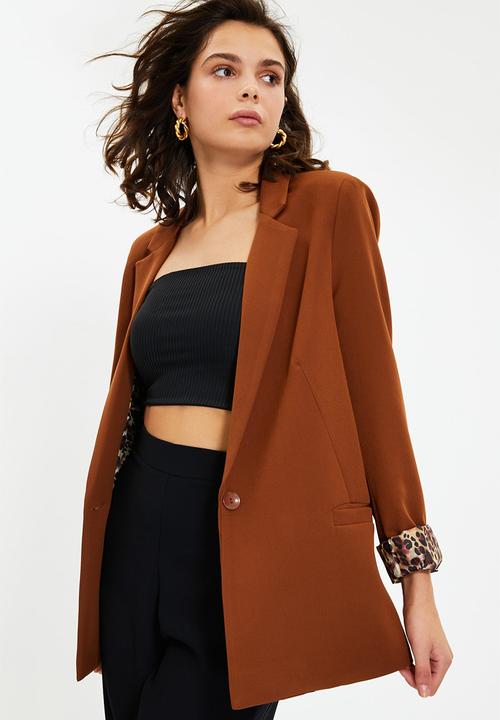 Trendyol - Regular Woven Blazer Jacket with Lining Details - Brown